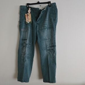 POLO Sportsman Military Green Distress 1967 Patchwork Cargo Jeans NWT